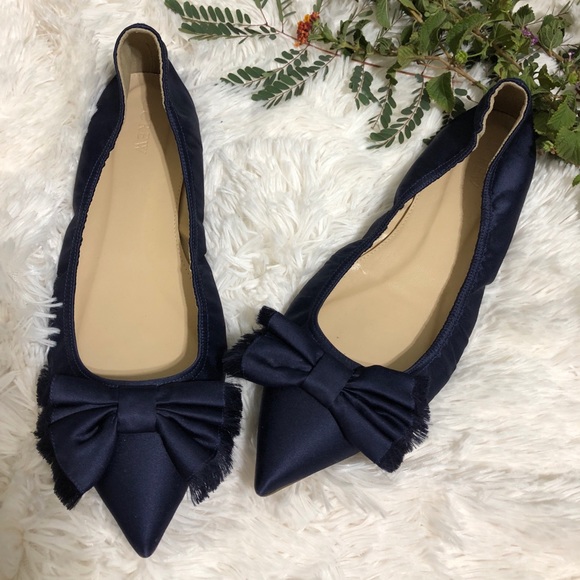 navy satin flats